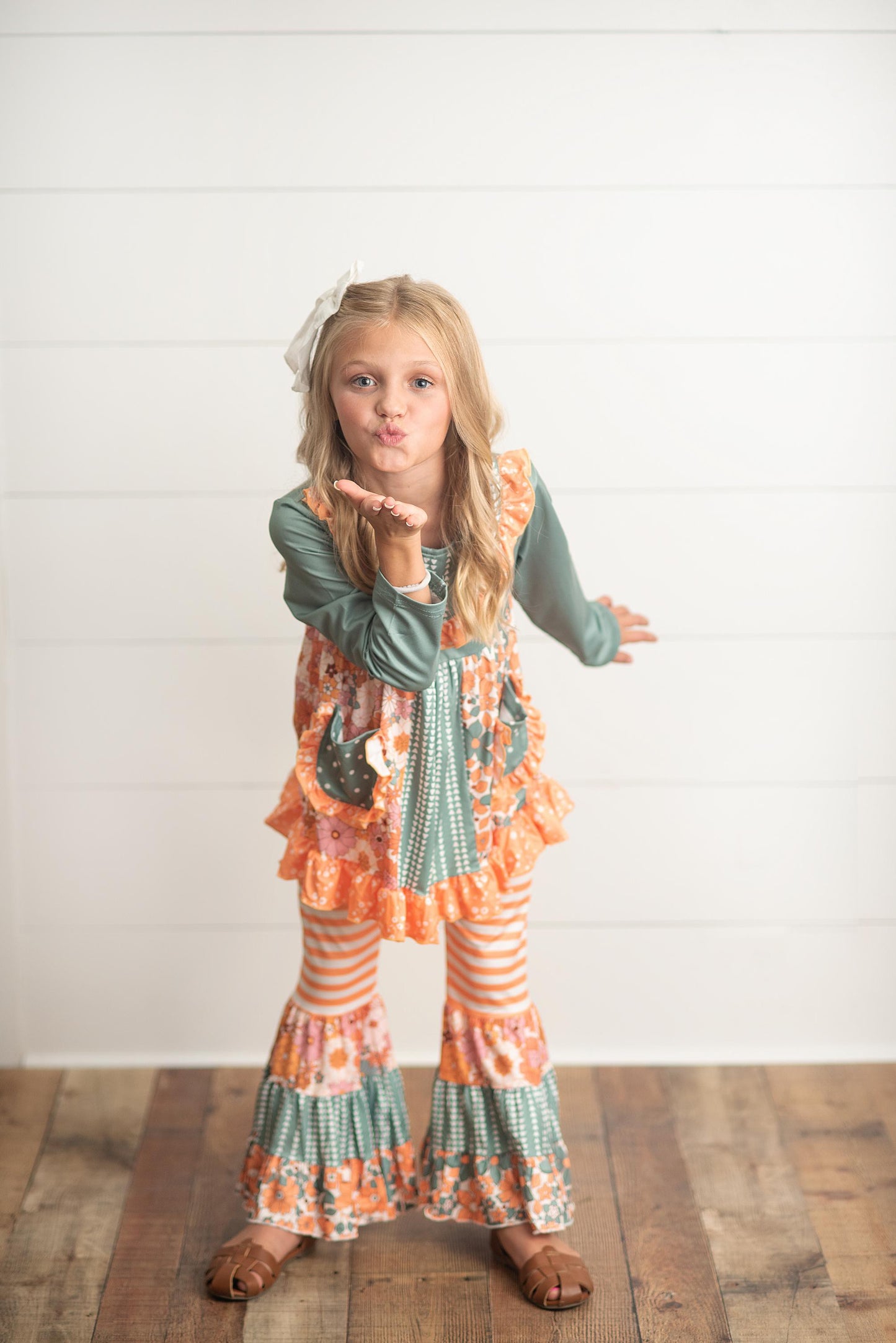 Girls Floral Ruffle Top and Pant Sets