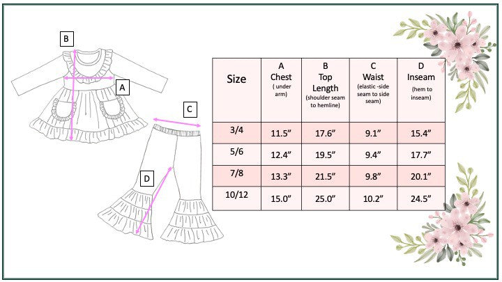 Girls Floral Ruffle Top and Pant Sets