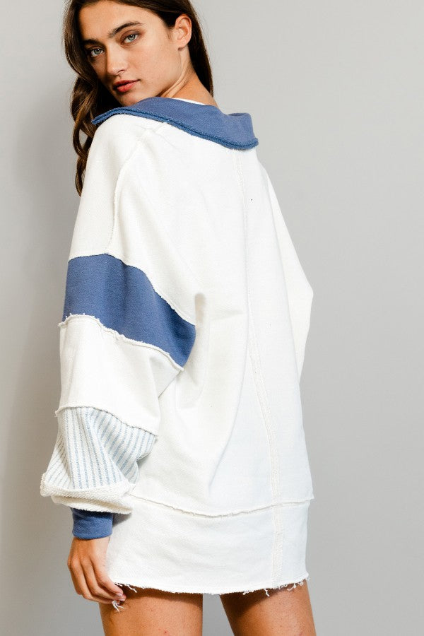 Color Block French Terry Oversized Top