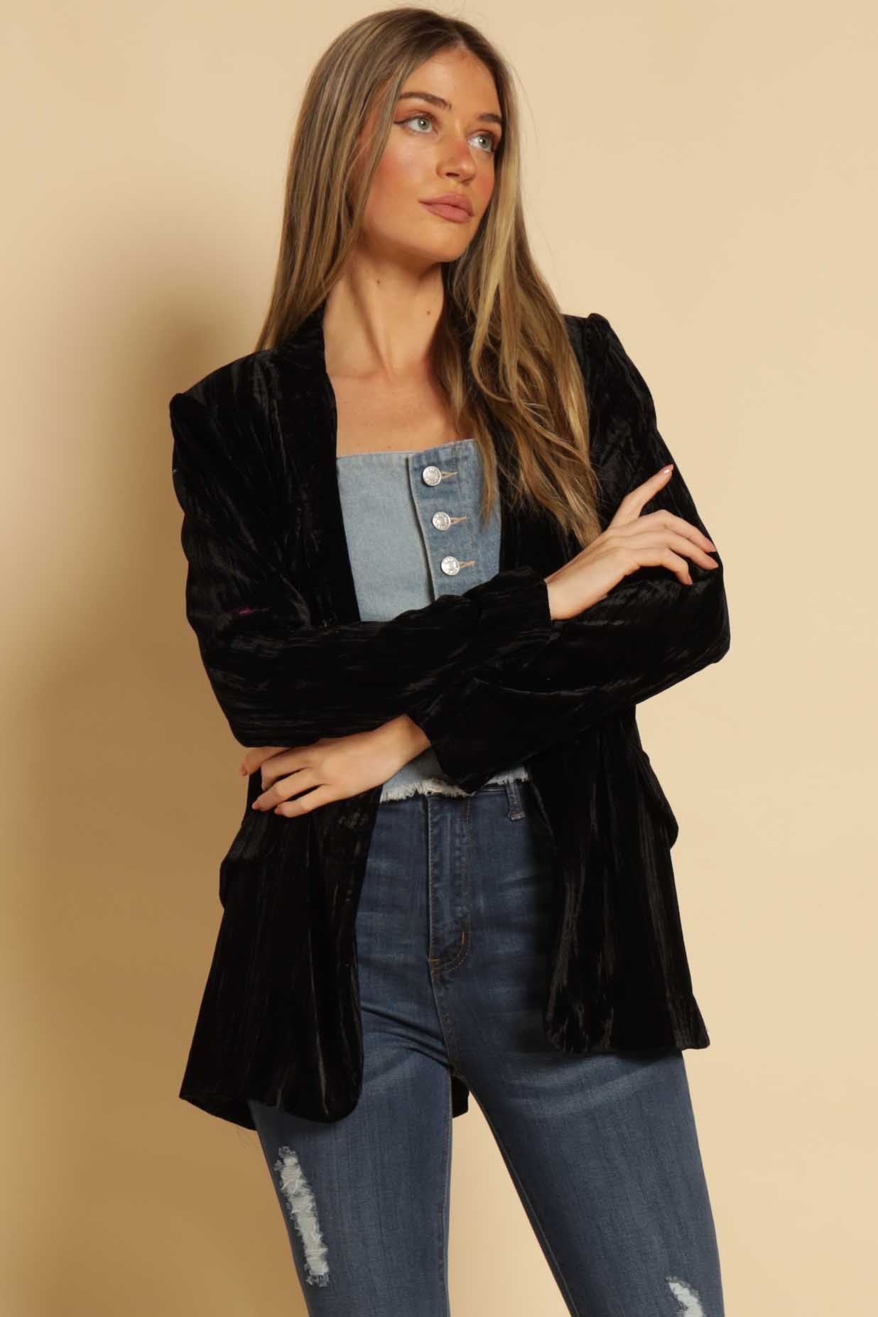 Claudia Crushed velvet blazer