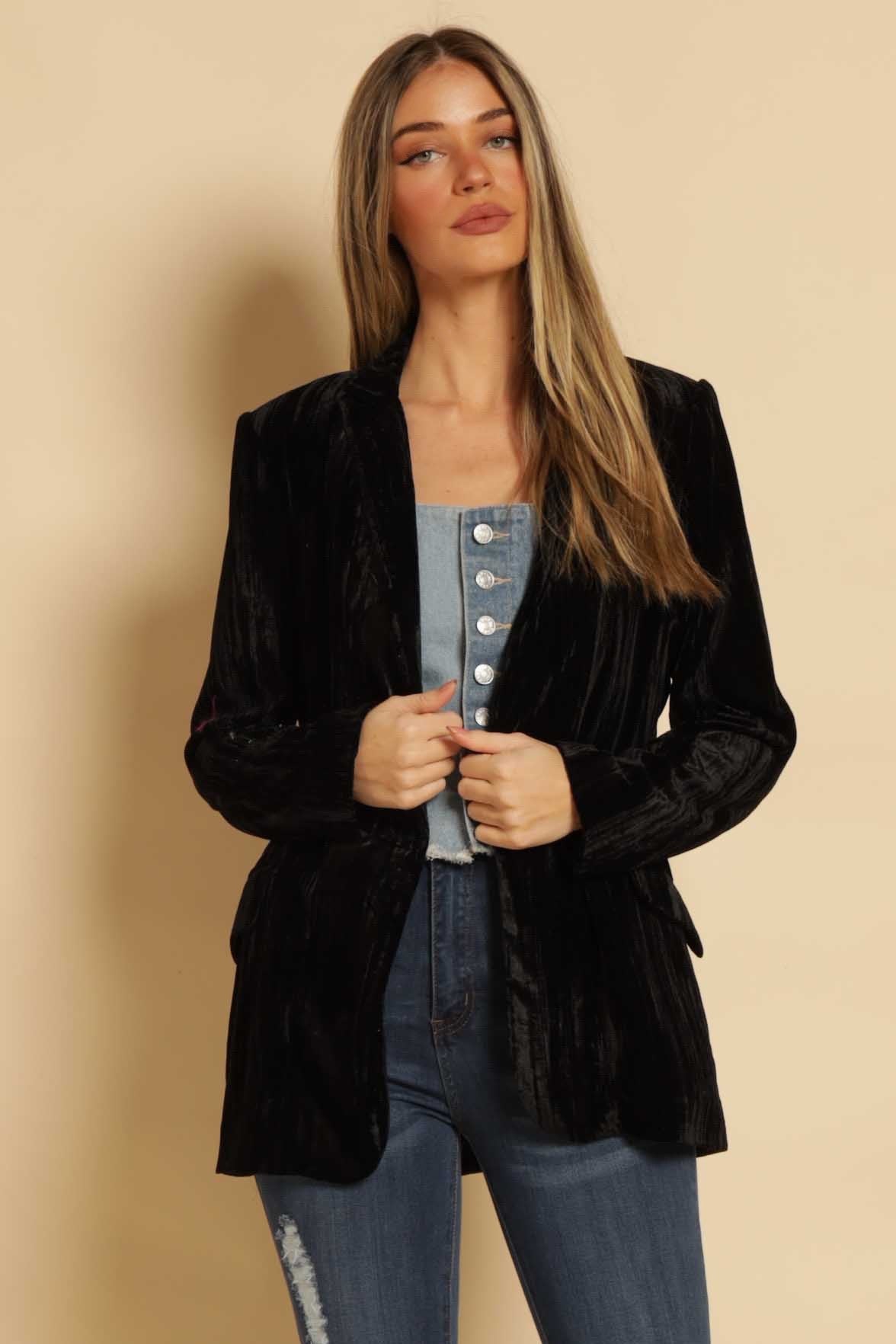 Claudia Crushed velvet blazer