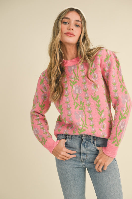 Floral Knit Sweater Top