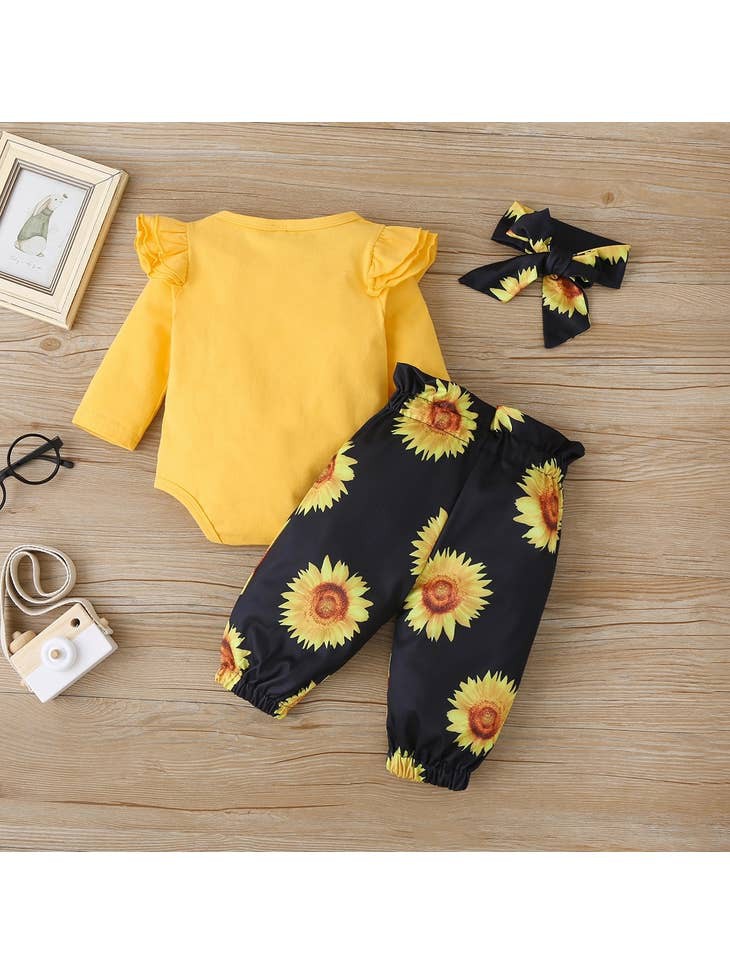 Sunflower Pants and Ruffle Top set