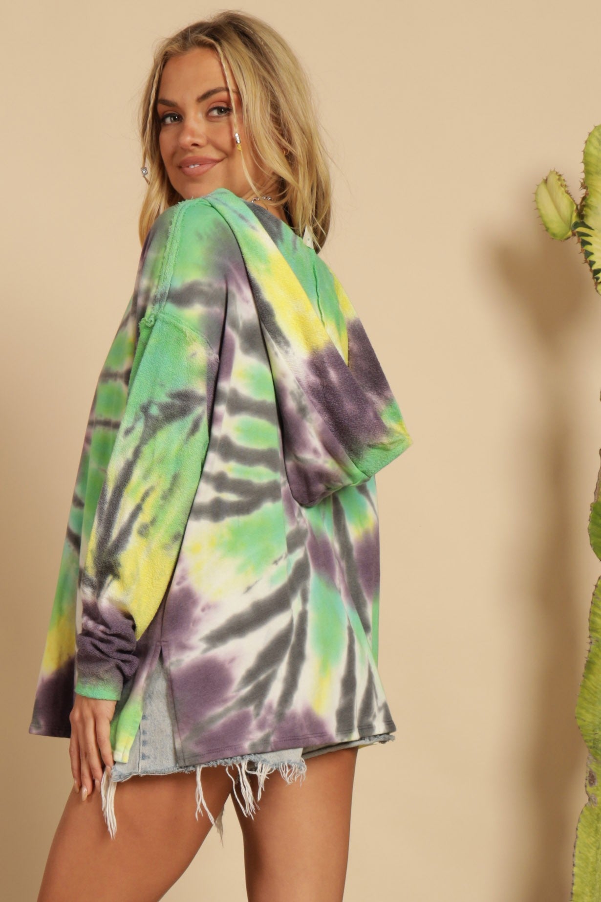 Mardi gras Fringe Hand Tie Dyed Hooded Sweatshirts