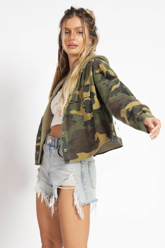 Rock and Roll Karlah Camo Hooded Jacket