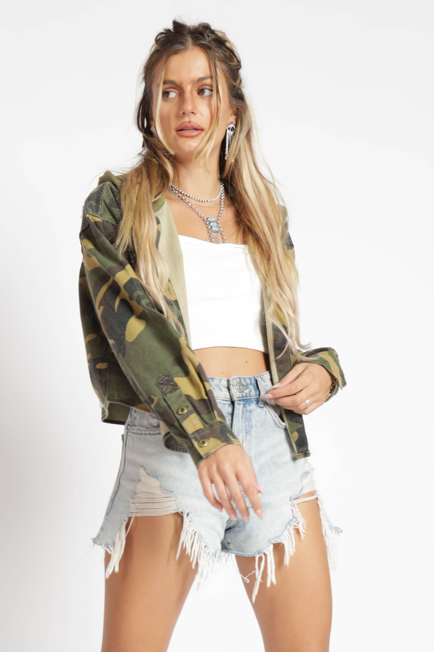 Rock and Roll Karlah Camo Hooded Jacket