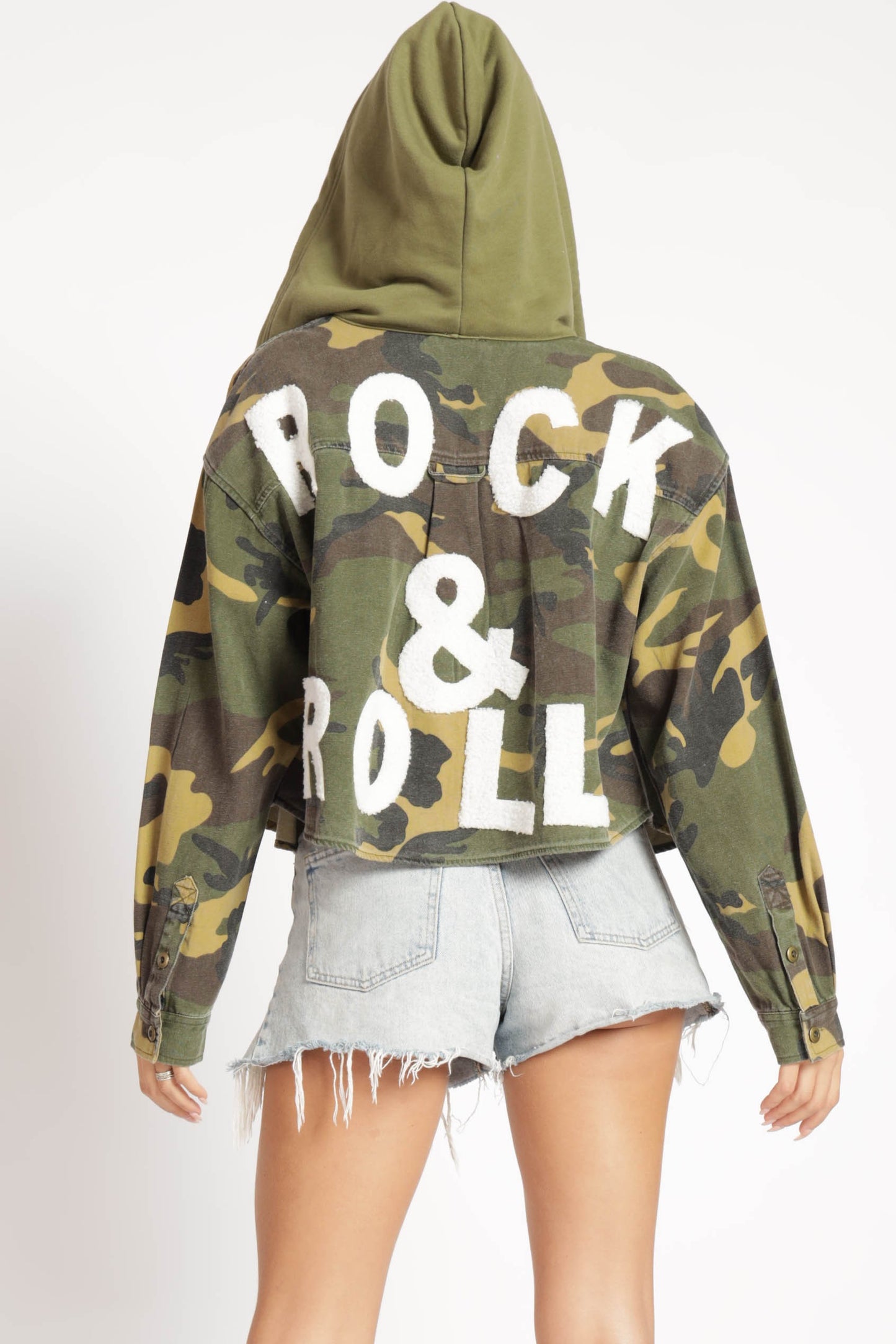 Rock and Roll Karlah Camo Hooded Jacket