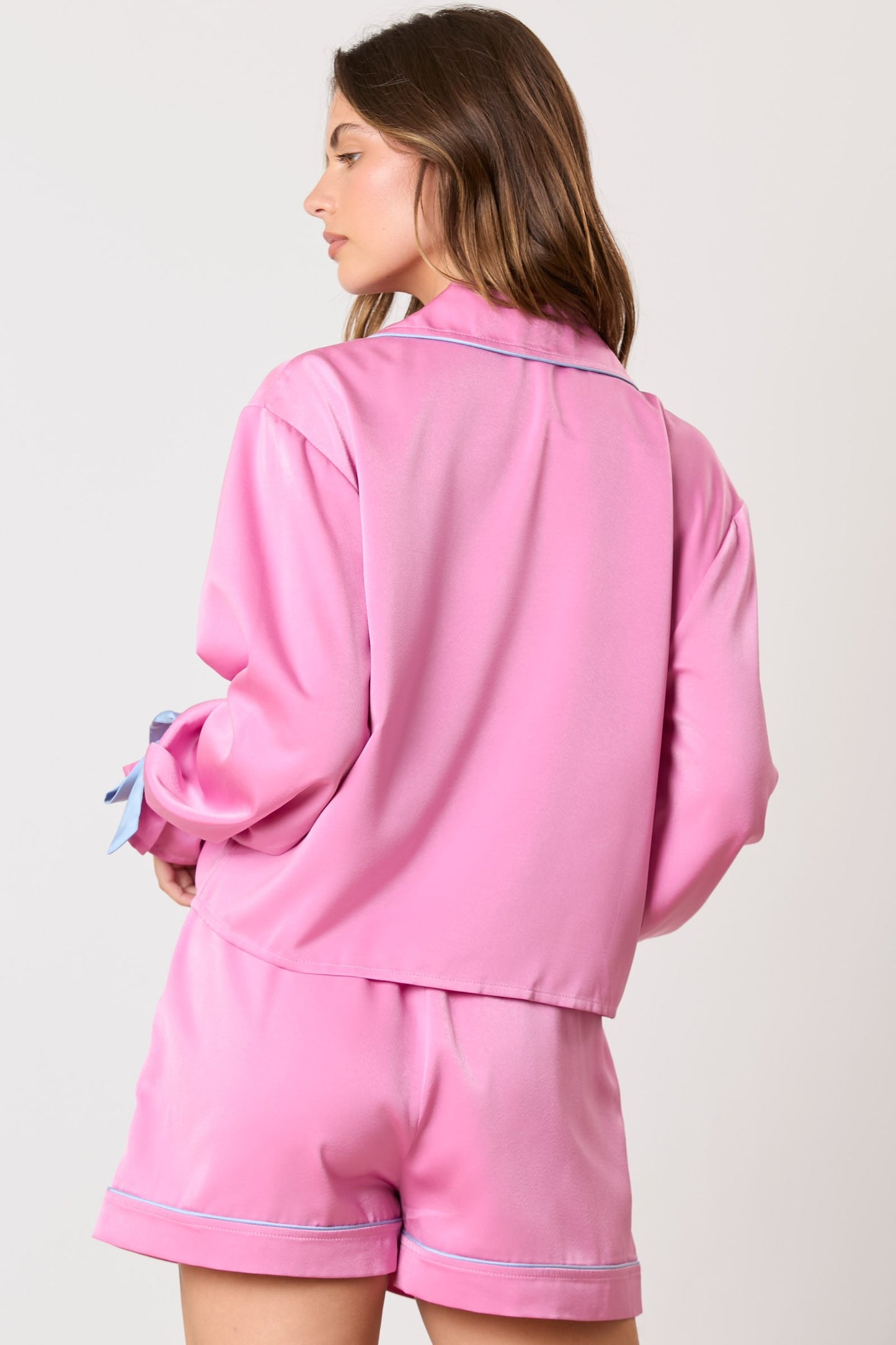 Satin Bow Pajama Style Top