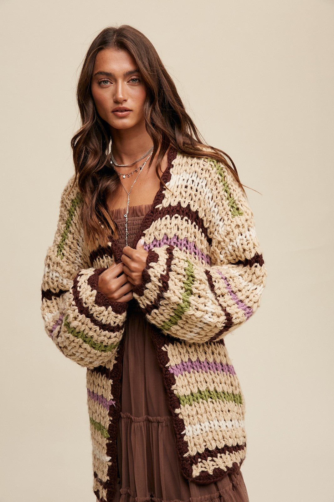 Emelia Striped Open Cardigan