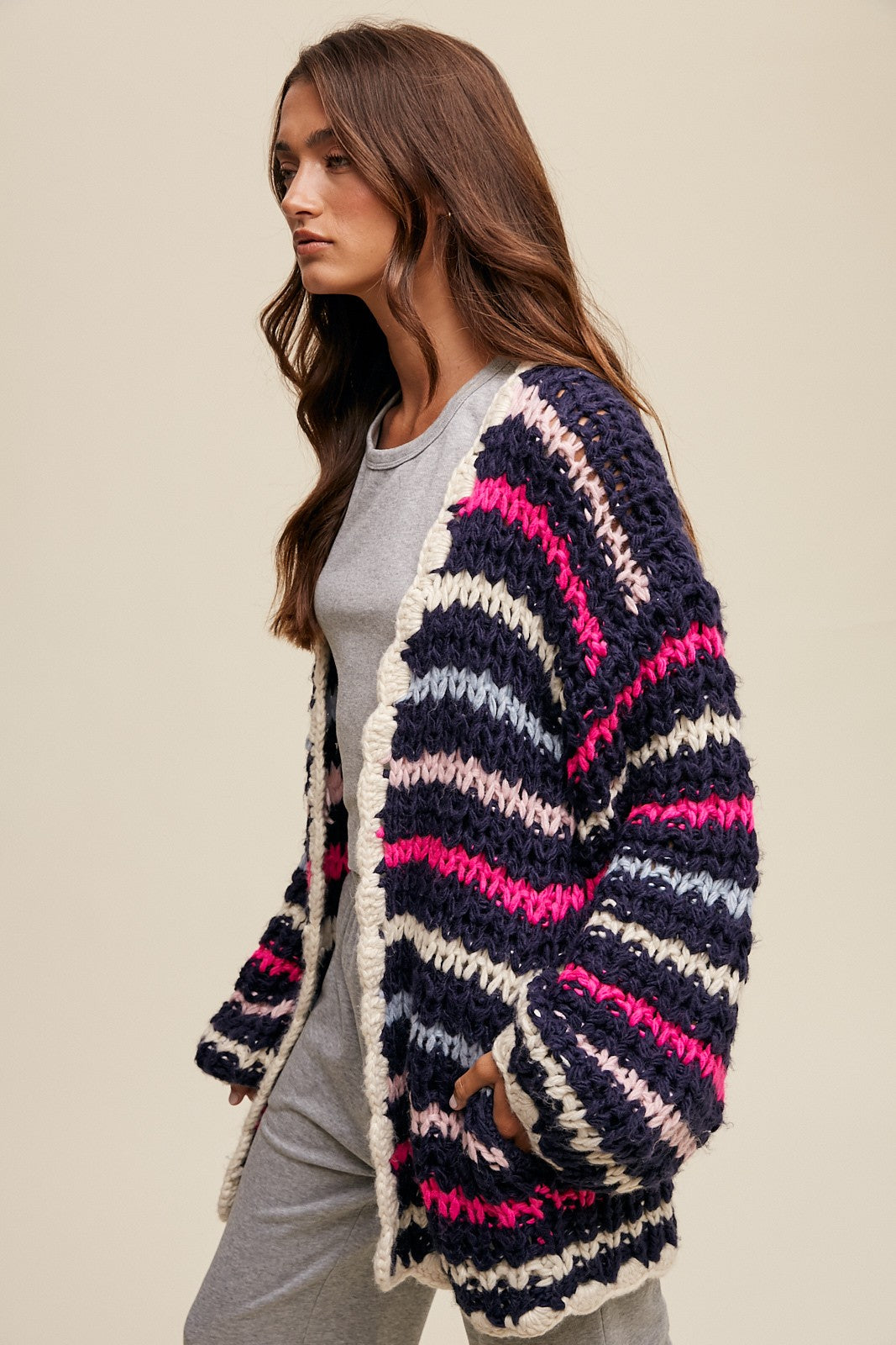 Emelia Striped Open Cardigan