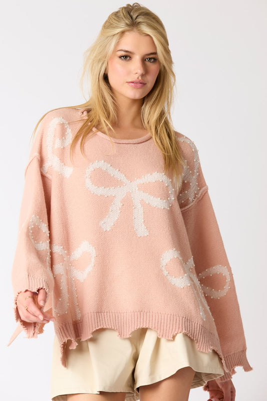 Bow Pearl Sweater Top