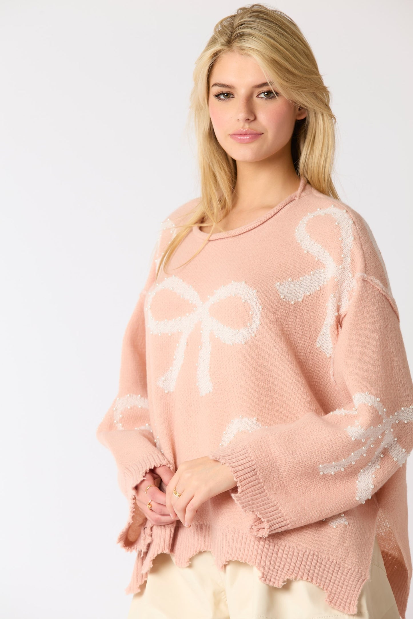 Bow Pearl Sweater Top