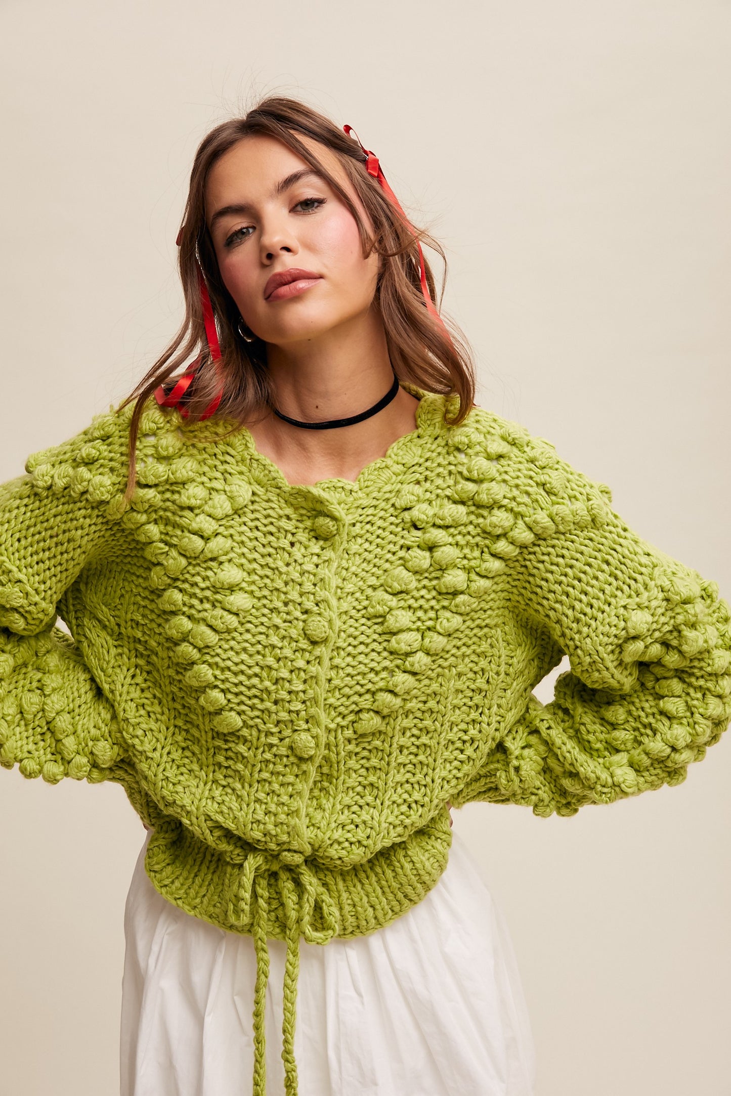 Hand Crochet Cable Knit Cardigan