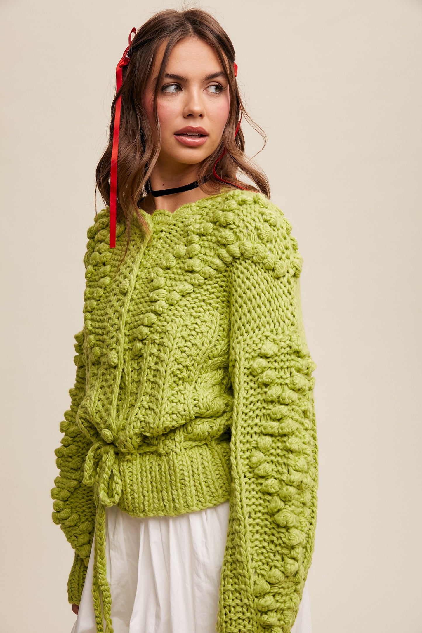 Hand Crochet Cable Knit Cardigan