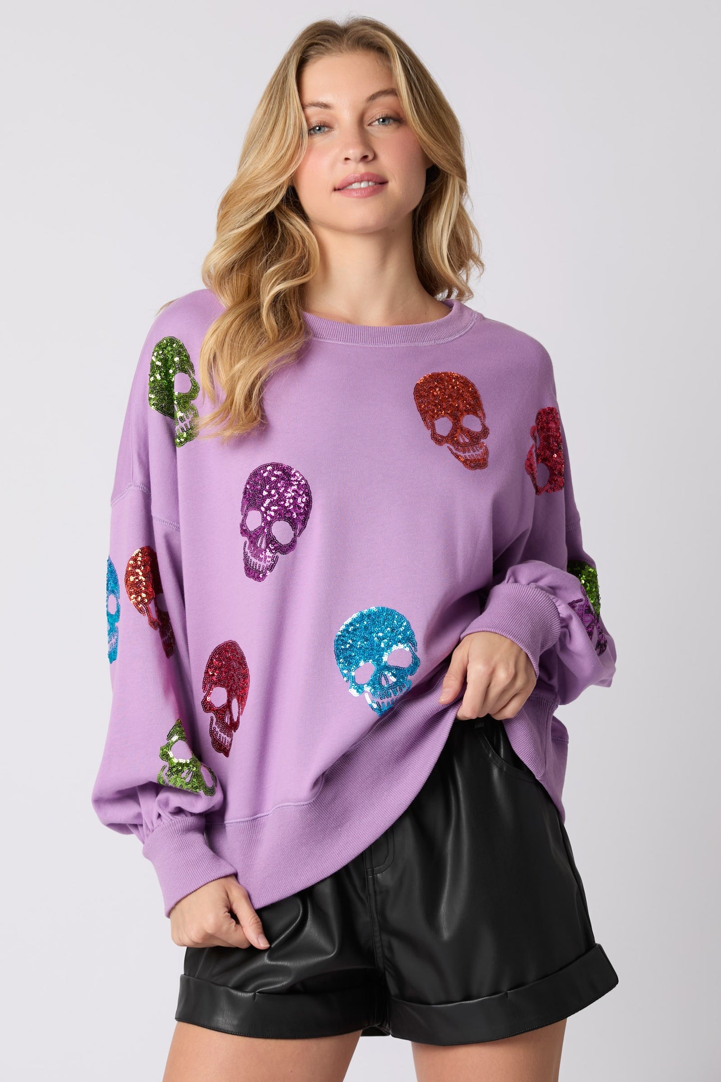 Skeleton Sequins Embroidery Oversized Sweatshirts