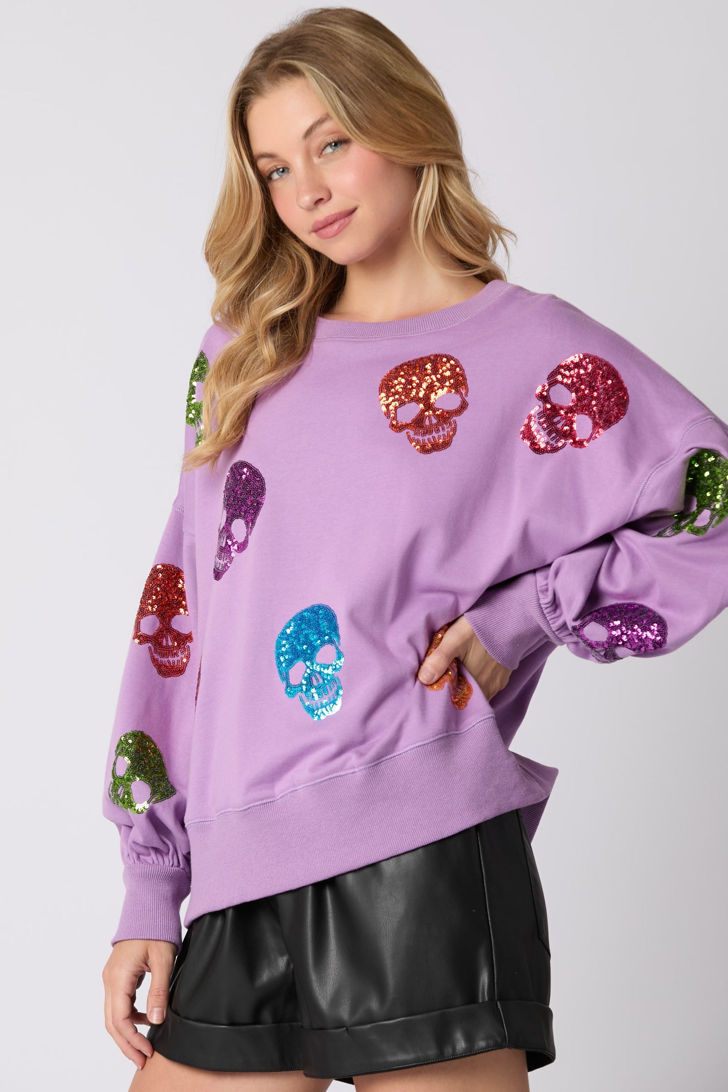 Skeleton Sequins Embroidery Oversized Sweatshirts