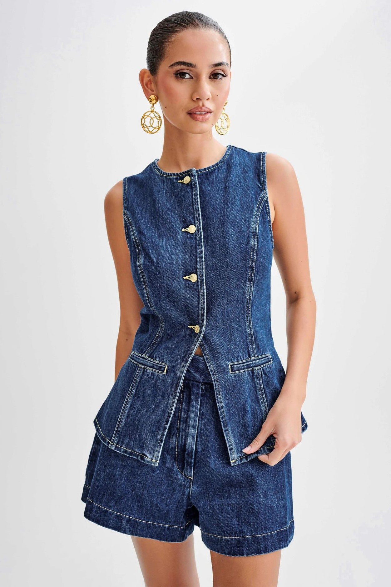 Denim Top and Short Set