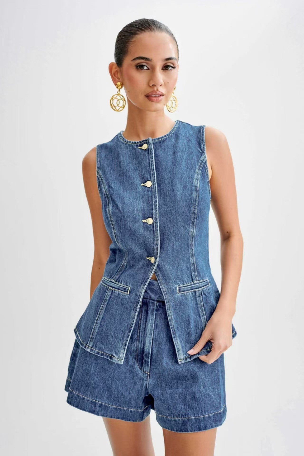 Denim Top and Short Set