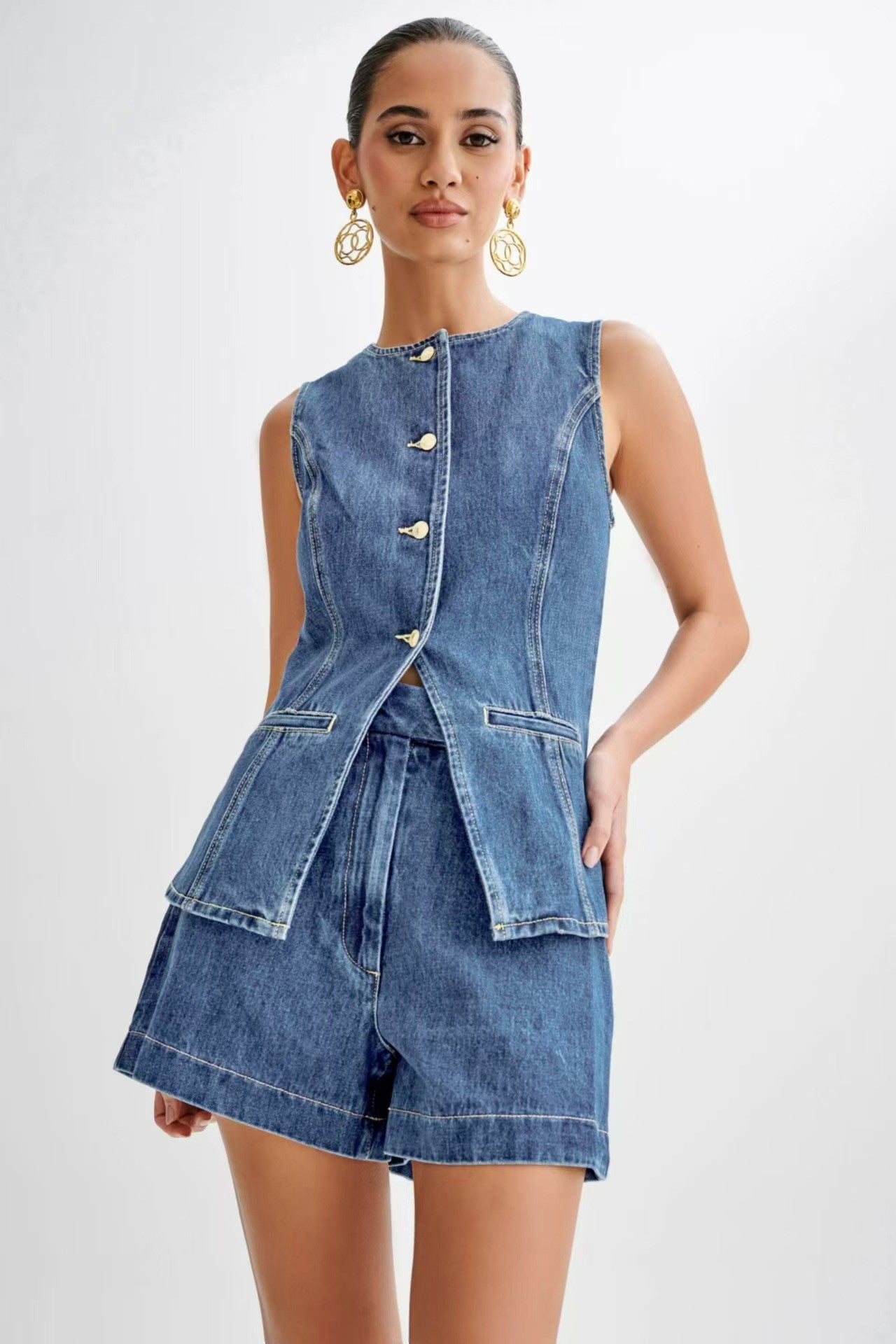 Denim Top and Short Set