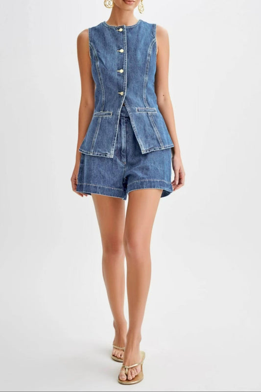 Denim Top and Short Set