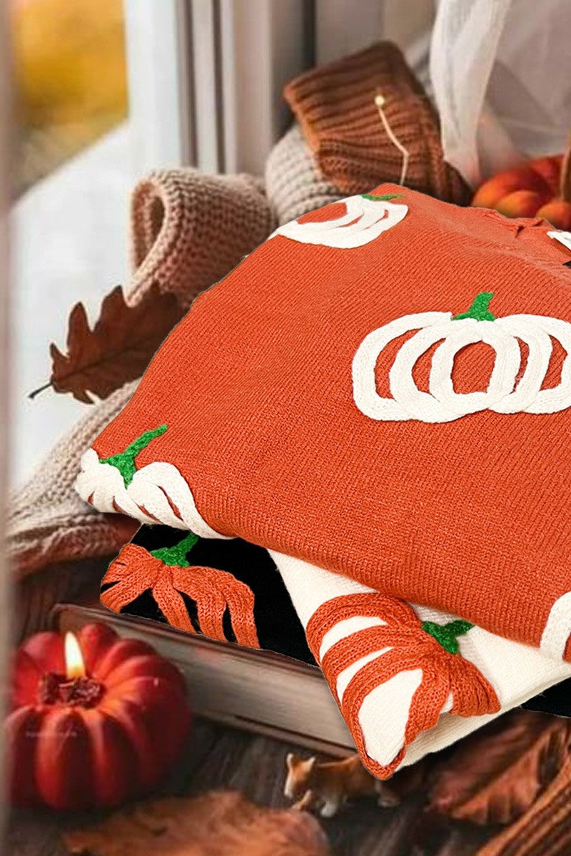 Pumpkin Detailed Sweater Top