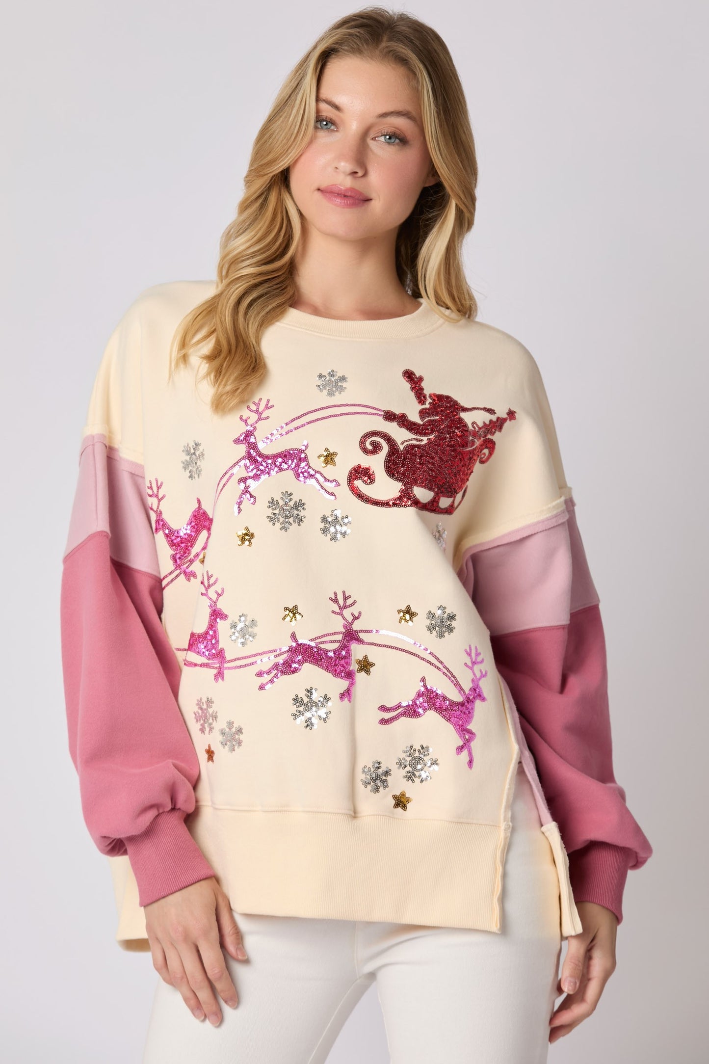 Sequin Patch Fleece Sweatshirts