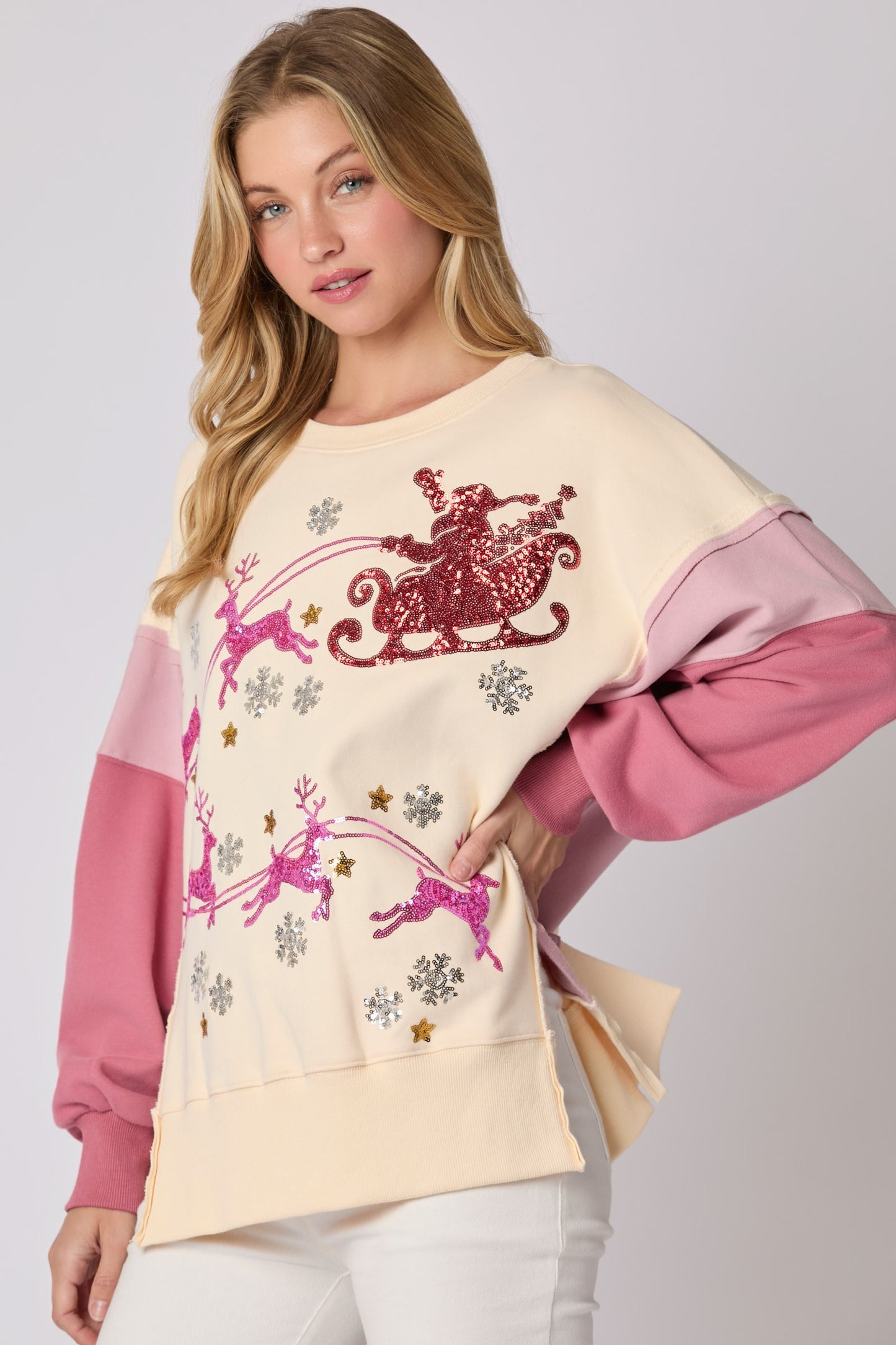 Sequin Patch Fleece Sweatshirts