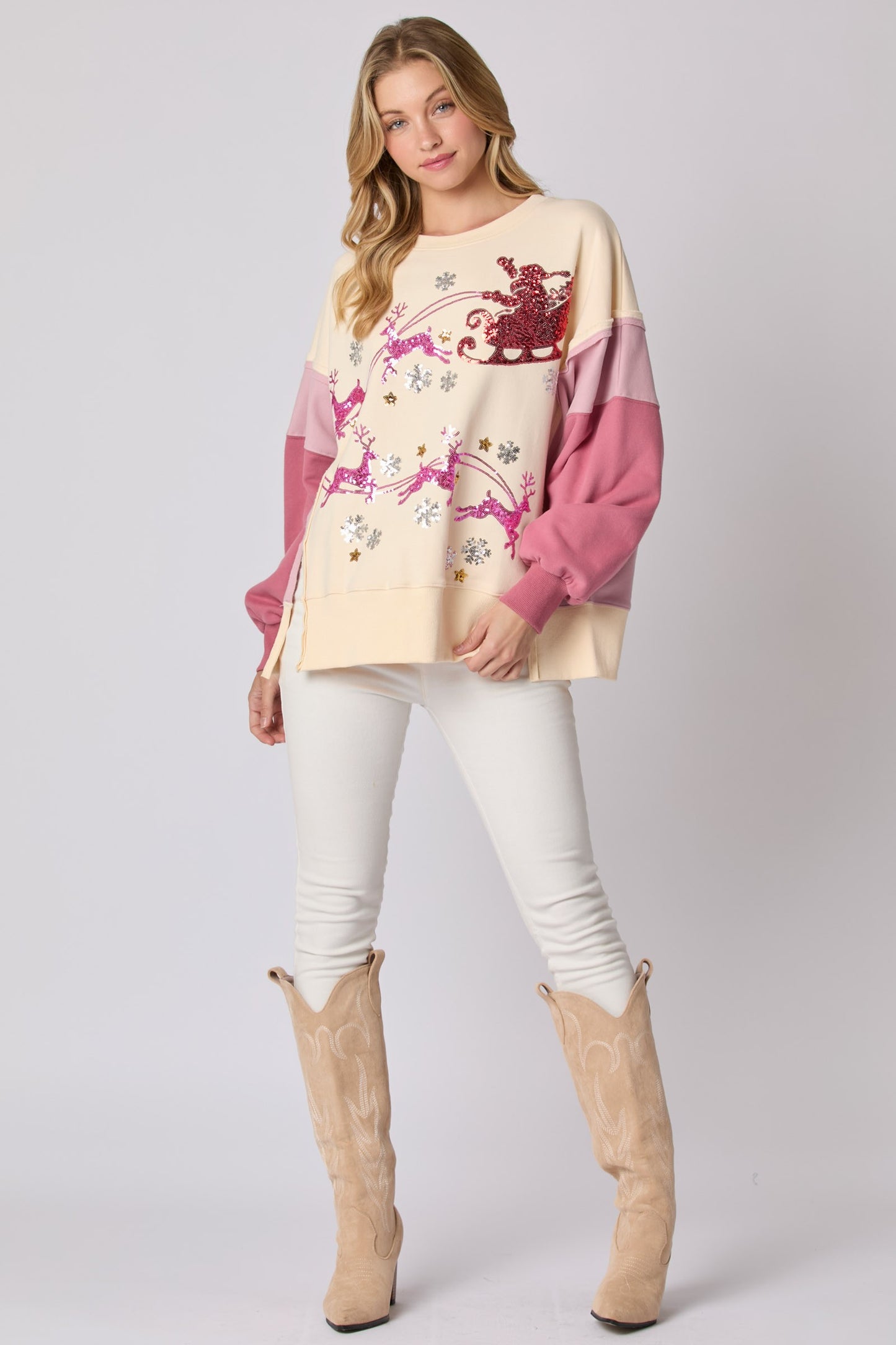 Sequin Patch Fleece Sweatshirts