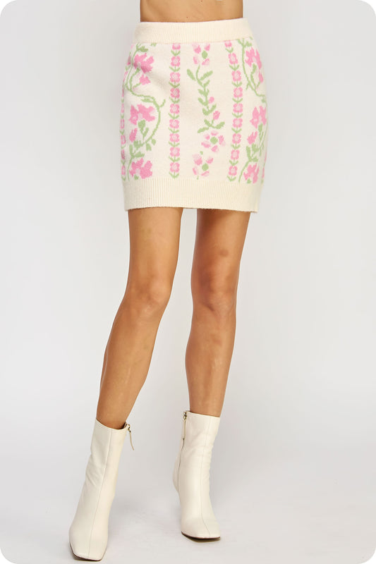 Floral Vintage Soft Cream Skirt