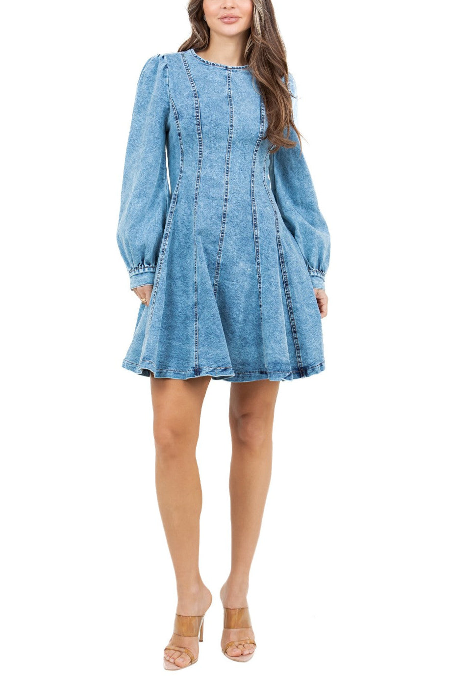 Pleated Denim Dress