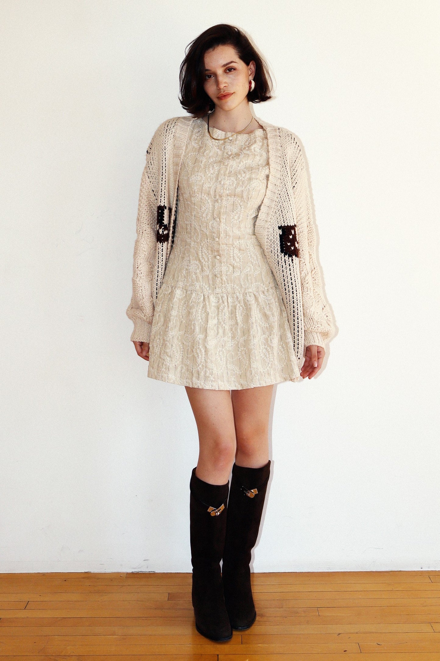 Western Horse Print Open Knit Cardigan
