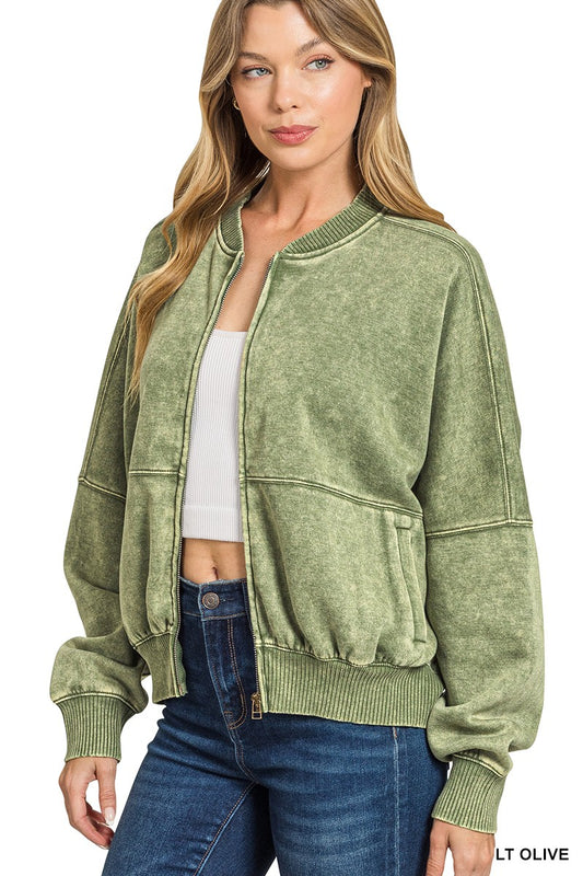 Vintage Mineral Washed Bomber Jacket