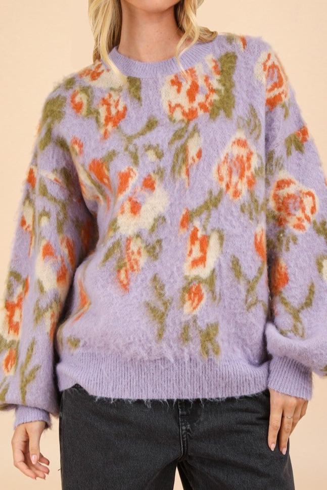 Penelope Fuzzy Floral Sweater