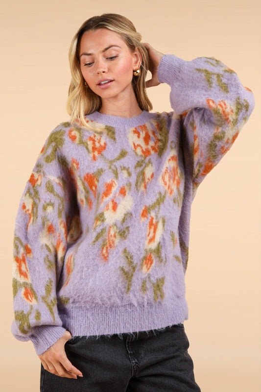 Penelope Fuzzy Floral Sweater