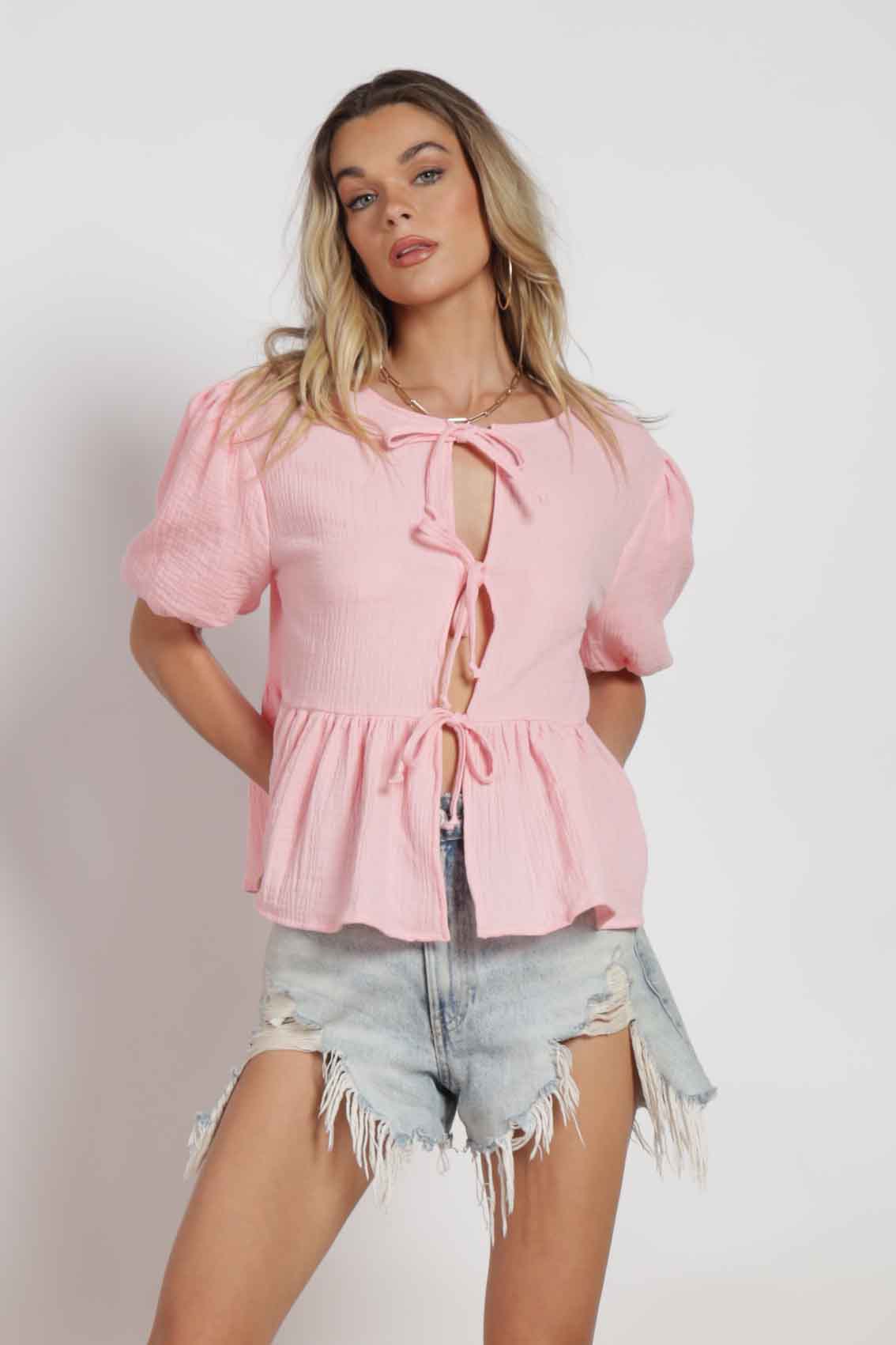 Mariella Gauze Bow Blouse