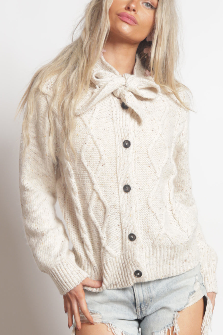 Olivia Bow Tie Detailed Button Down  Cardigan