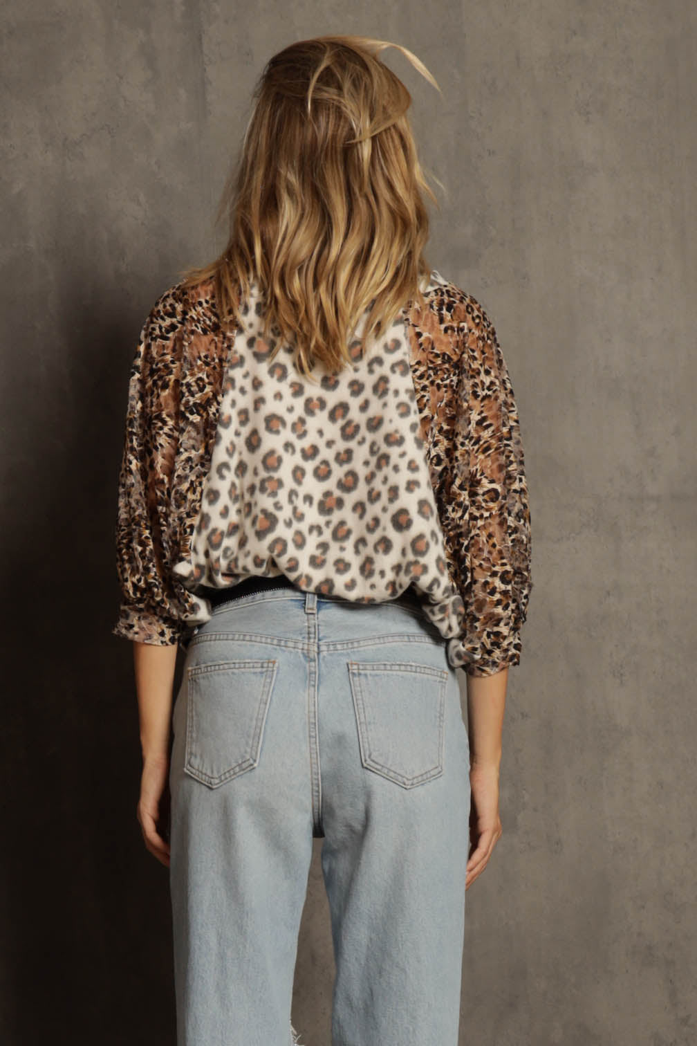 Tiana Contrast Leopard Print Top