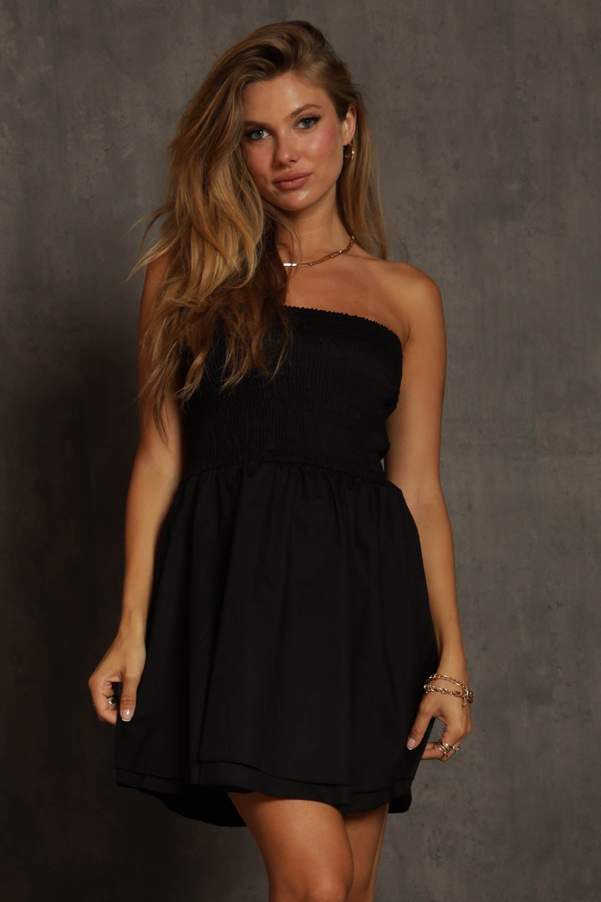 Bora Smocked Strapless Dress