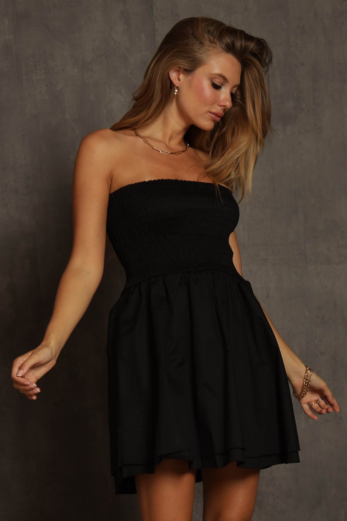 Bora Smocked Strapless Dress