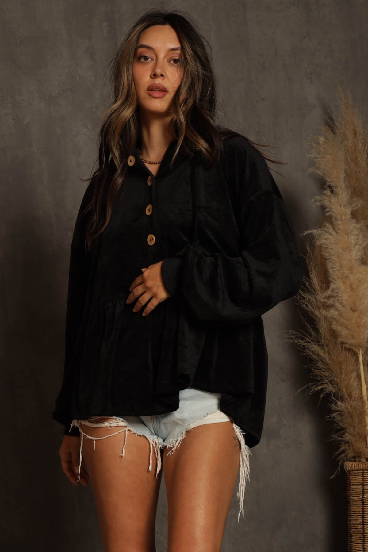 Elzada Velour Babydoll Hoodie