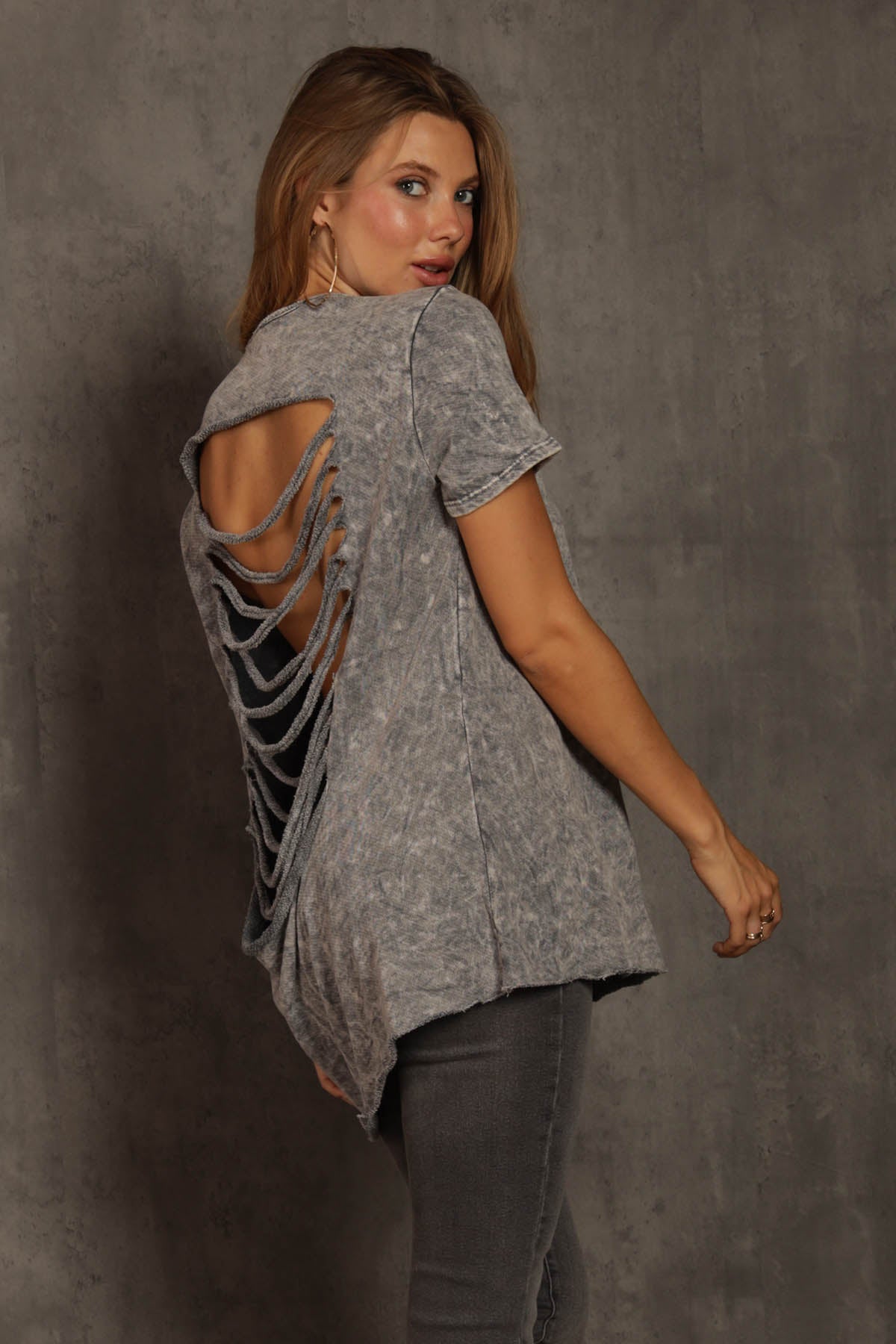 Rhonda Back Cut Out Mineral Dyed Top