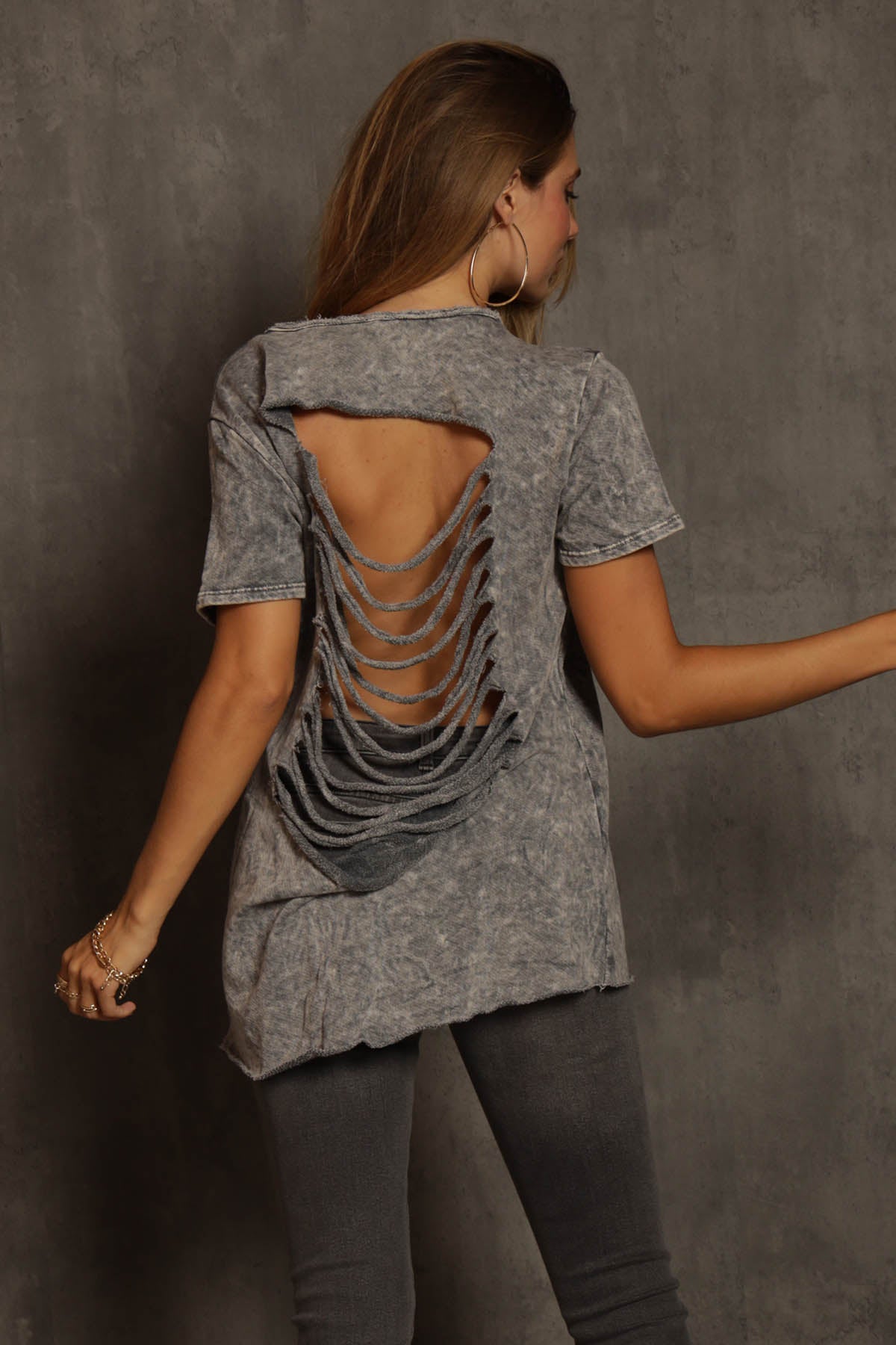 Rhonda Back Cut Out Mineral Dyed Top