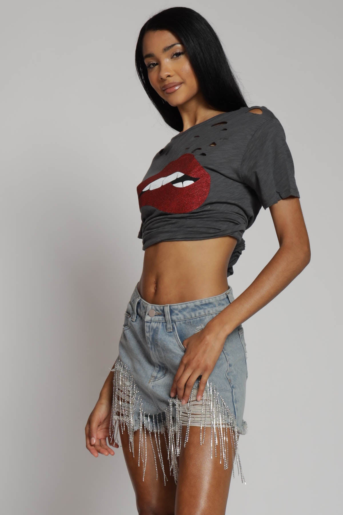 Billie Distressed Lips Graphic Tee