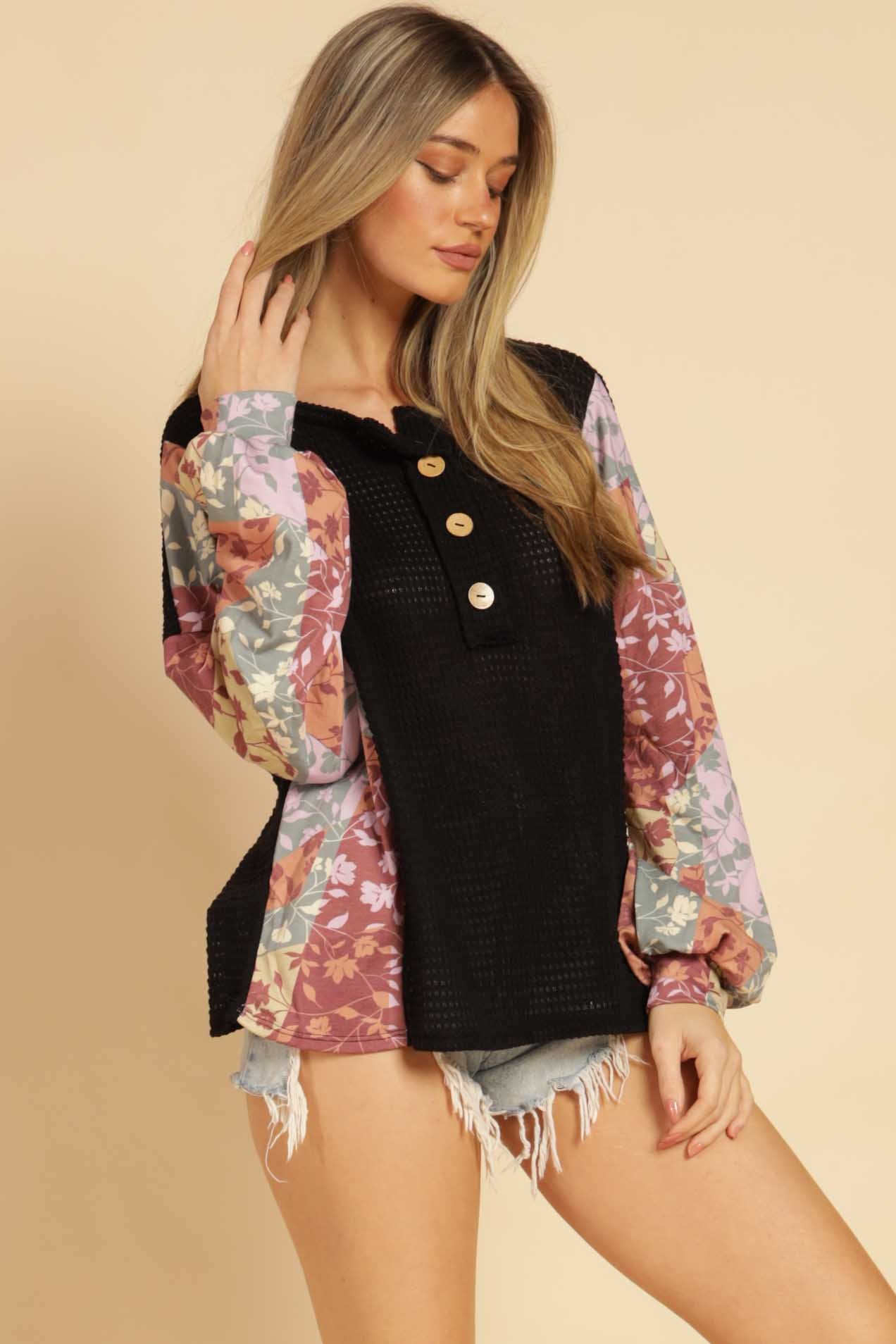 Angeline Flower Waffle Top