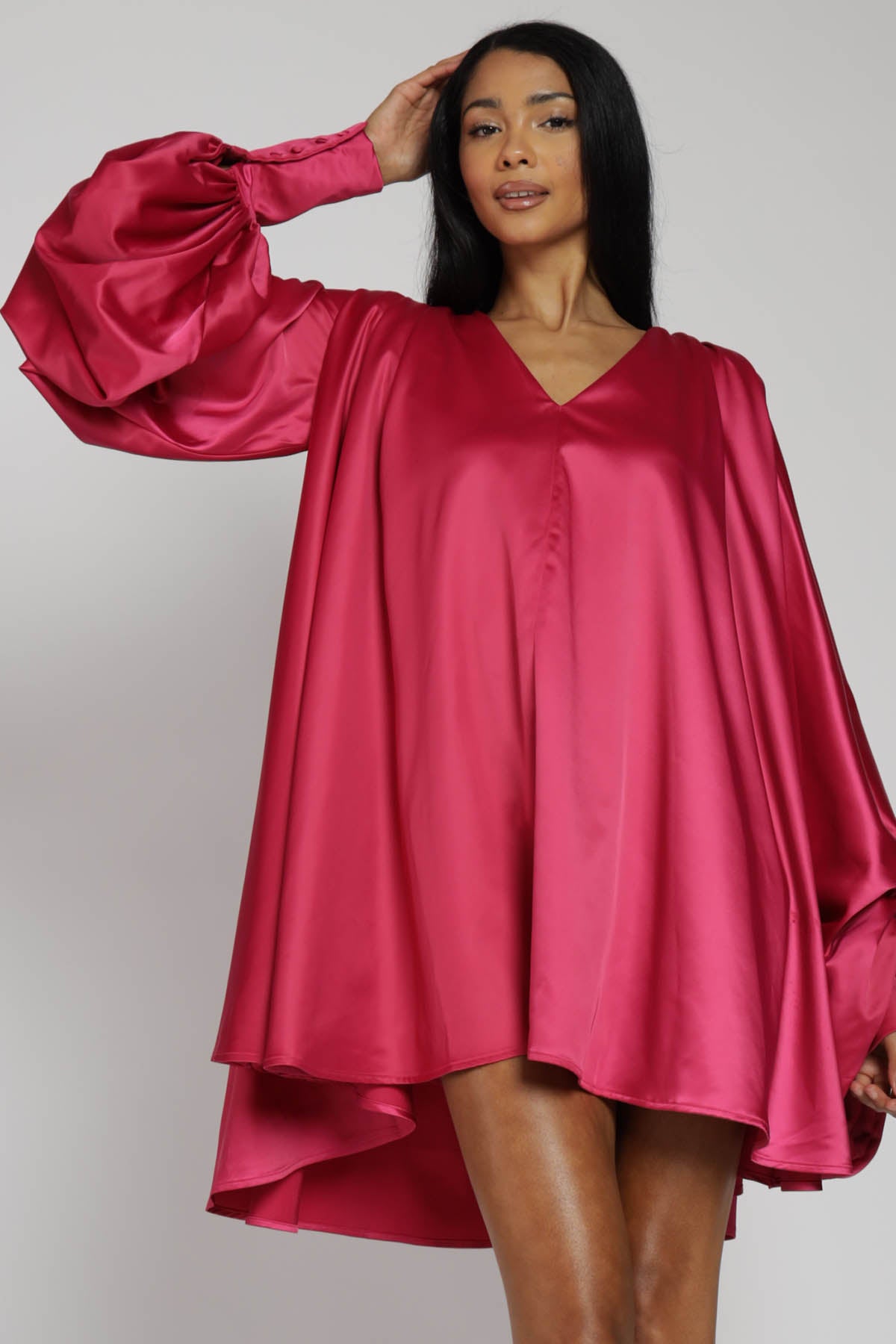 Vivienne Bishop Sleeve Satin Mini Dress