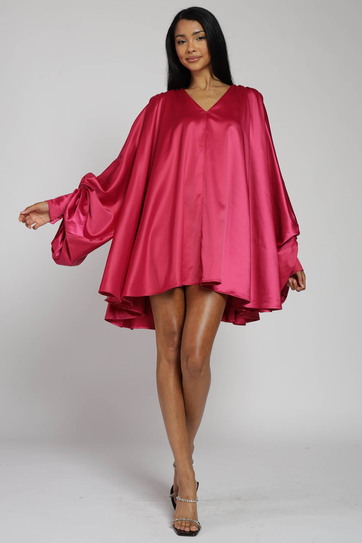 Vivienne Bishop Sleeve Satin Mini Dress