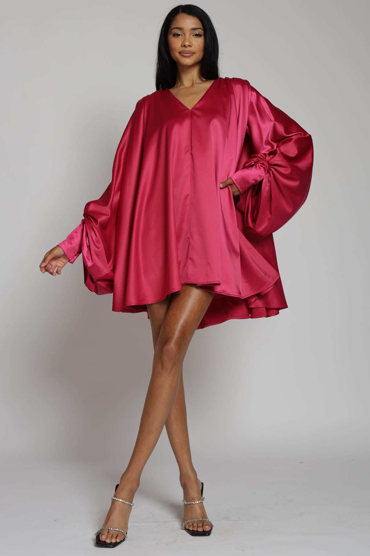 Vivienne Bishop Sleeve Satin Mini Dress