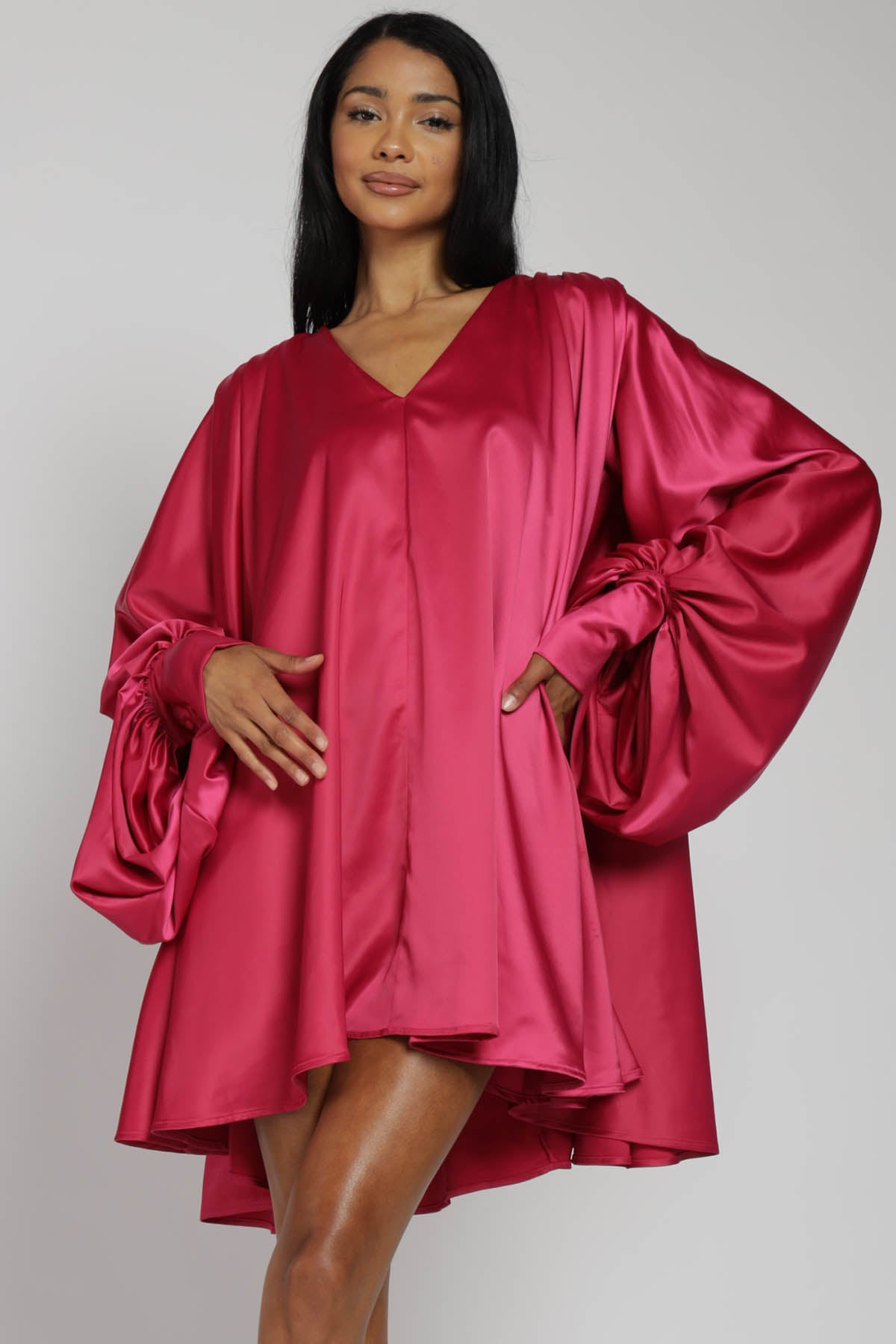 Vivienne Bishop Sleeve Satin Mini Dress