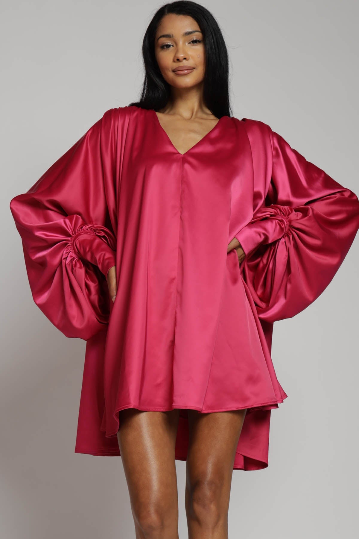 Vivienne Bishop Sleeve Satin Mini Dress