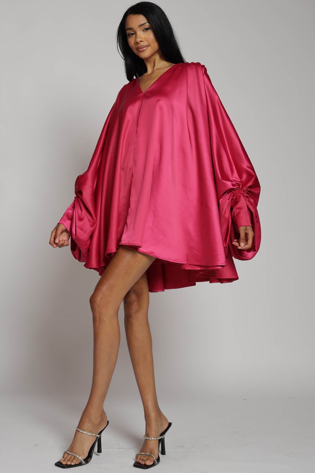 Vivienne Bishop Sleeve Satin Mini Dress